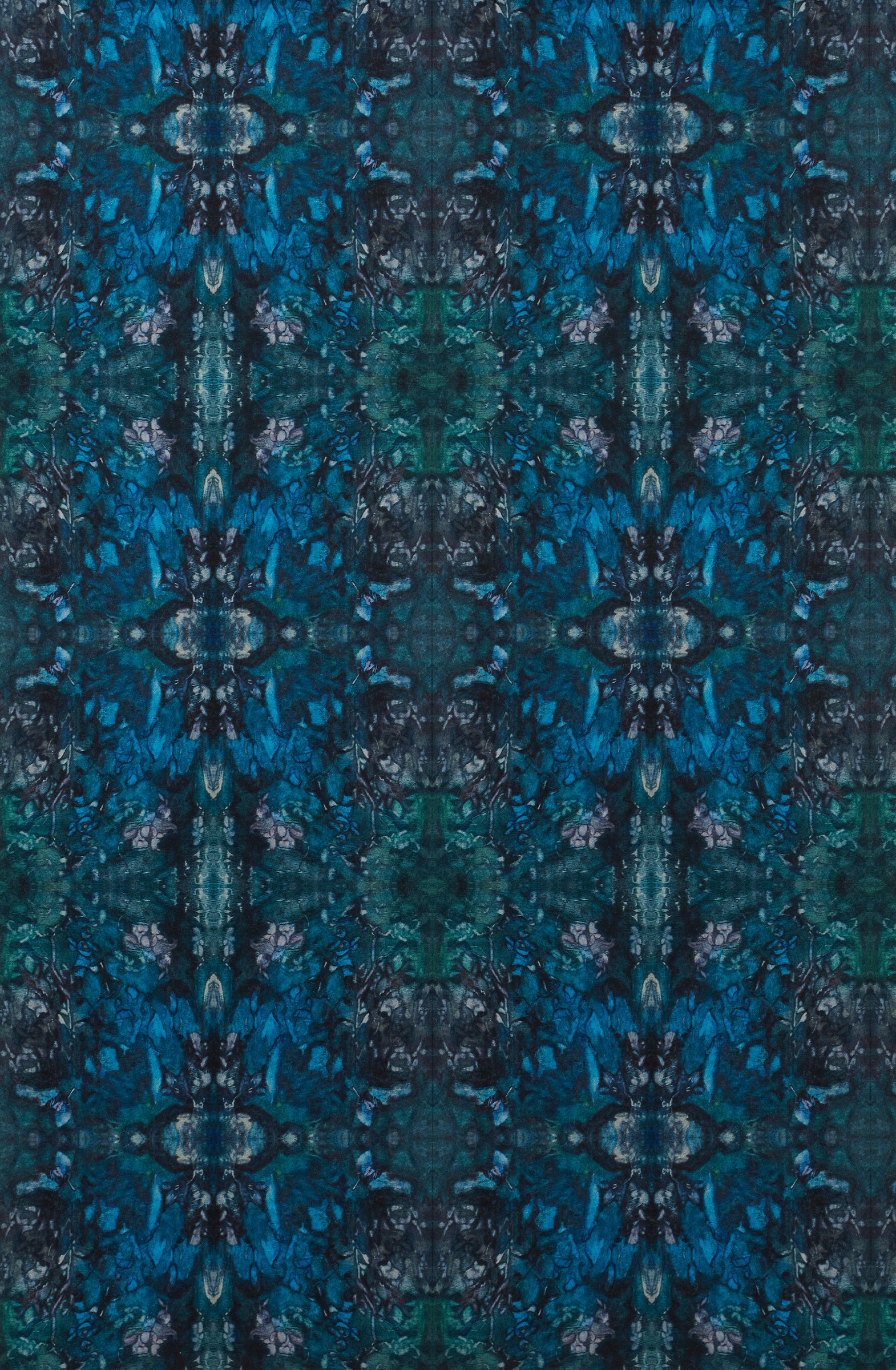 Turquoise Leaves Wallcovering