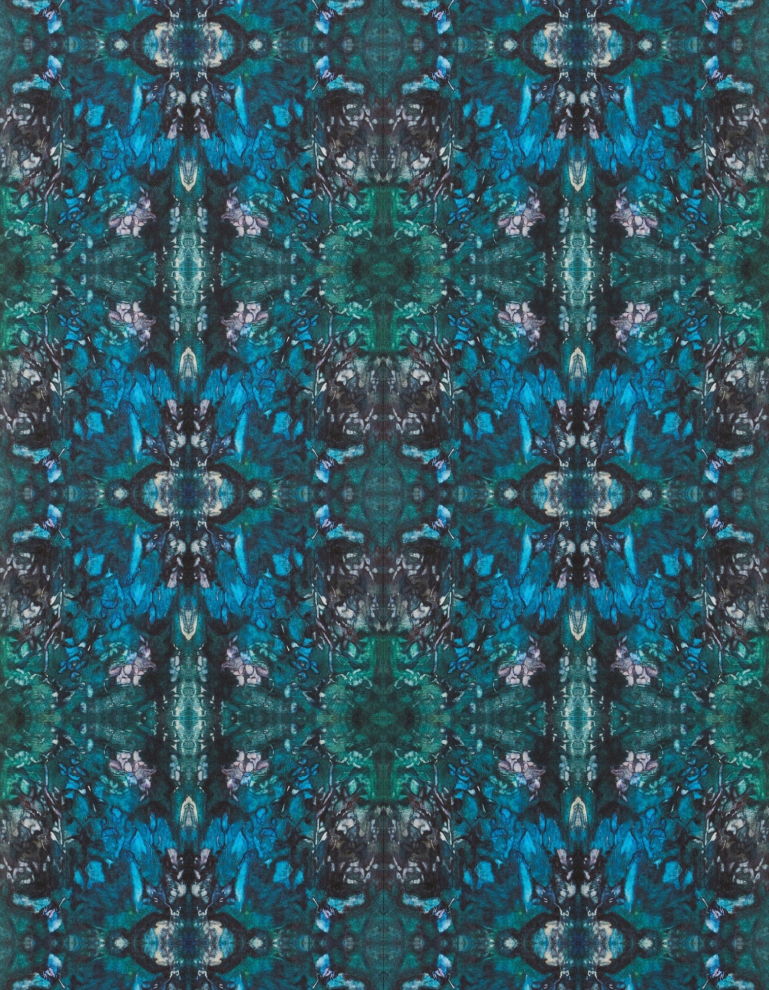 Turquoise Leaves Wallcovering